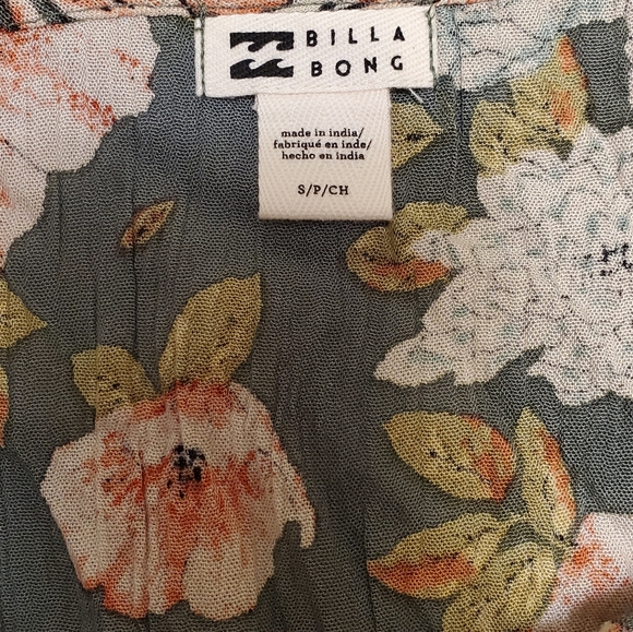 BILLABONG - Fine Flutter Sage Green Floral Print Mini Dress - Picture 3 of 3